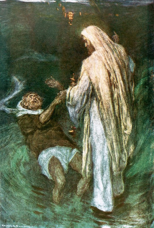 Christus loopt op het water door William Hatherell