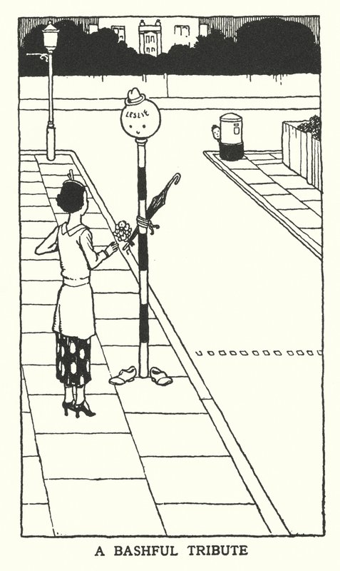Een verlegen eerbetoon (litho) door William Heath Robinson