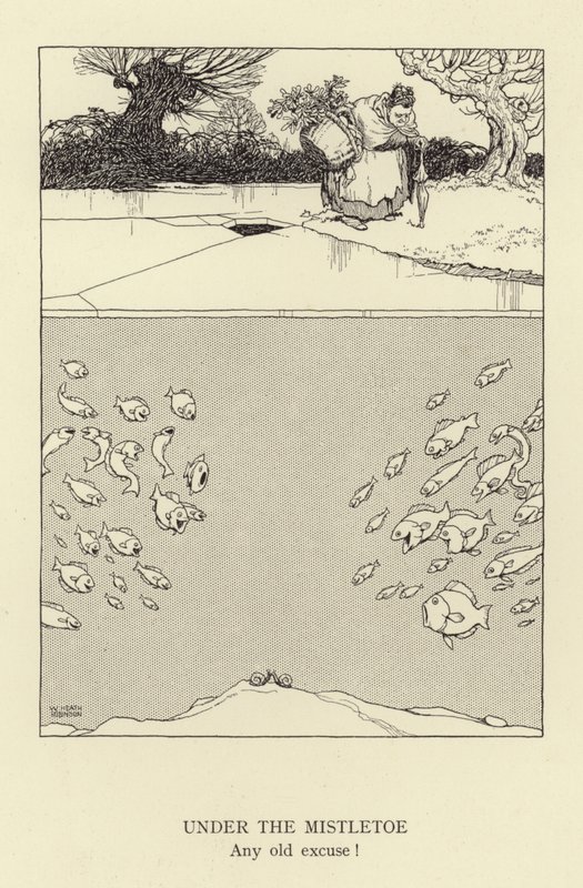 Onder de maretak, elk oud excuus door William Heath Robinson