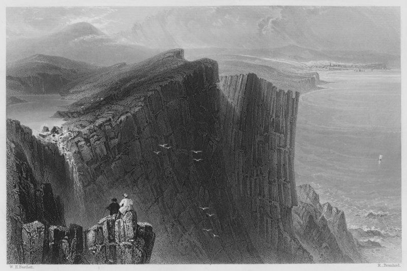 Fairhead, County Antrim (gravure) door William Henry (after) Bartlett