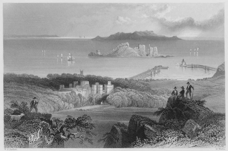 Howth Kasteel door William Henry (after) Bartlett