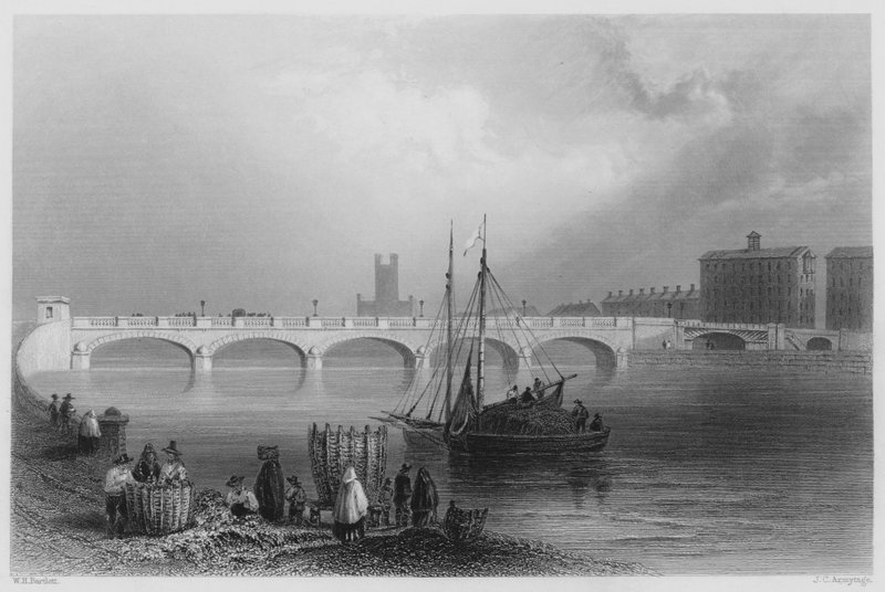 Wellesley Bridge, Limerick (gravure) door William Henry (after) Bartlett
