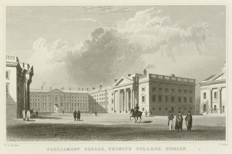 Parlementsplein in Dublin door William Henry Bartlett