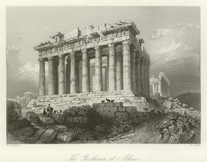 Het Parthenon in Athene door William Henry Bartlett