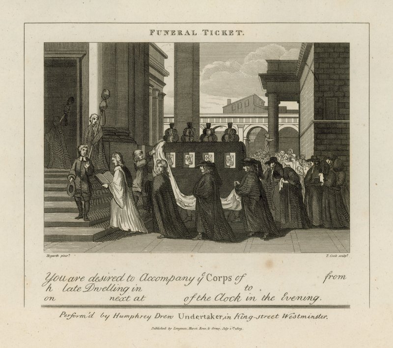 Begrafenisticket door William Hogarth