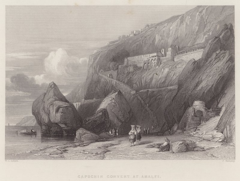 Kapucijnenklooster in Amalfi (gravure) door William Leighton Leitch