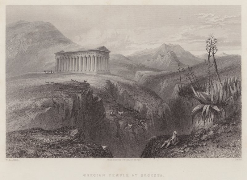 Griekse Tempel in Segesta (gravure) door William Leighton Leitch