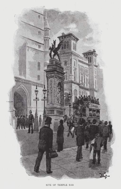 Locatie van Temple Bar door William Luker
