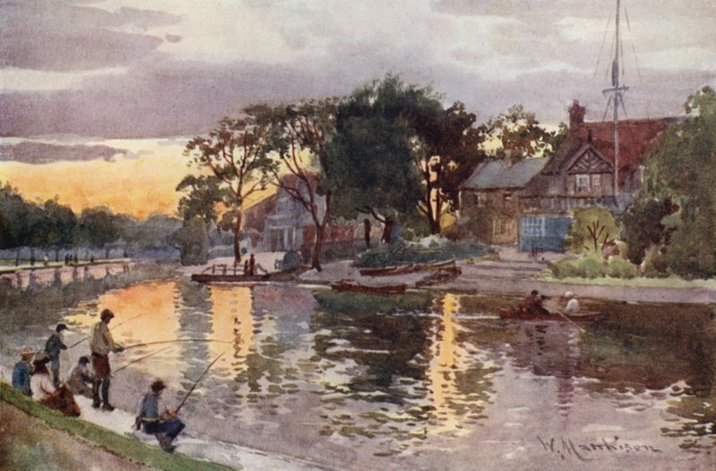 Universitaire Boothuizen aan de Cam, Zonsondergang door William Matthison