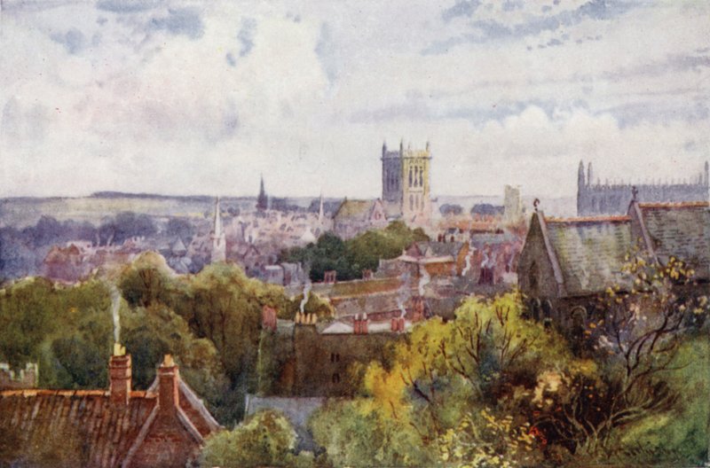 Uitzicht op Cambridge vanaf Castle Hill door William Matthison