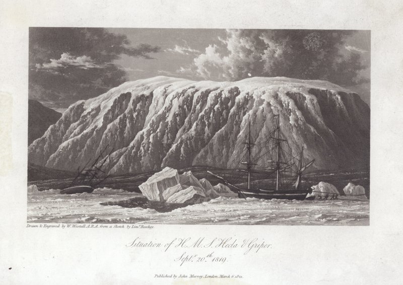 Situatie van H.M.S Hecla en Griper door William Westall