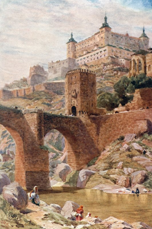Toledo, de Alcantara-brug door William Wiehe Collins