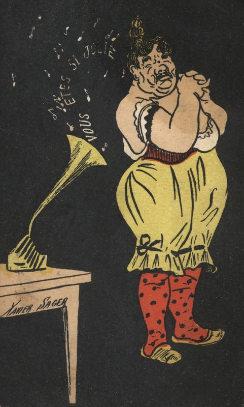 Vrouw met grammofoon door Xavier Sager