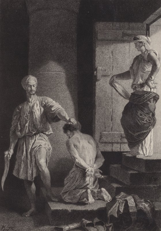 De onthoofding van Johannes de Doper door after Albert Robida
