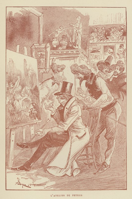 Het atelier van Petrus door after Albert Robida