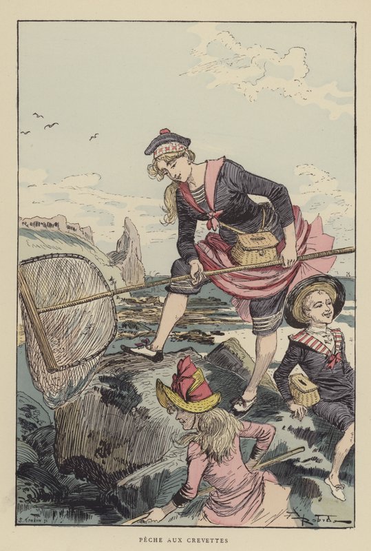 Garnalen vissen door after Albert Robida