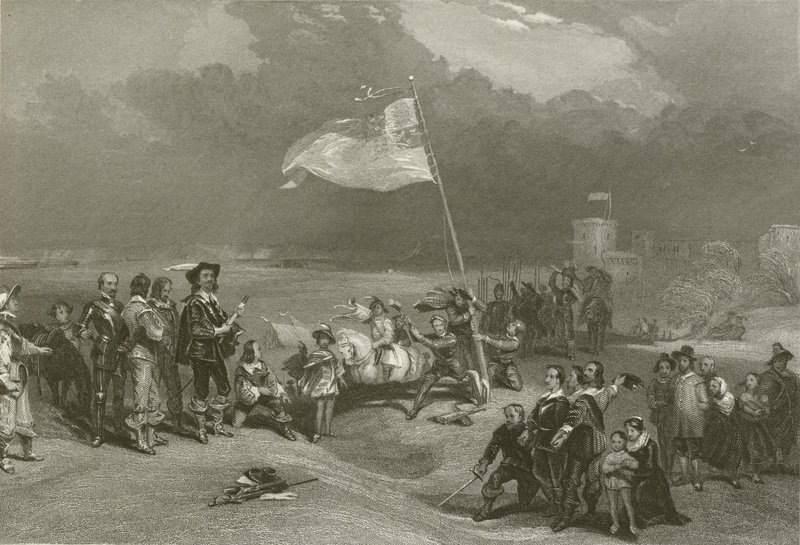 Het hijsen van de standaard door after George Cattermole