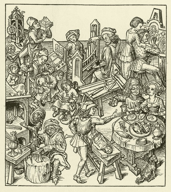 Bourgeois leven in de Middeleeuwen door after German School
