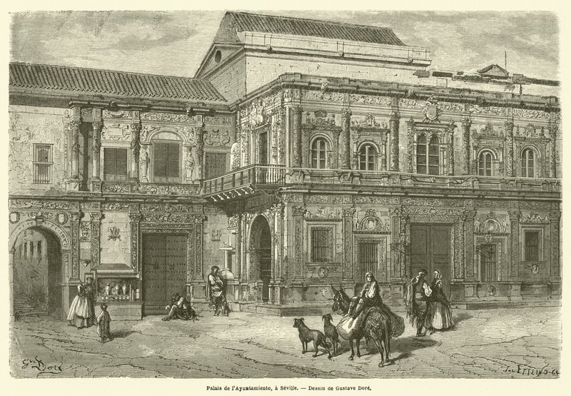 Paleis van het stadhuis, Sevilla door Gustave after Dore