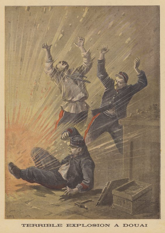 Vreselijke explosie in Douai door after Henri Meyer