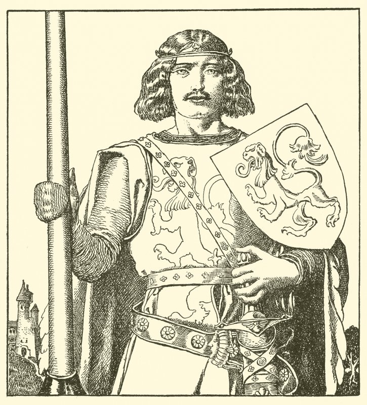 Sir Tristram van Lyonesse door after Howard Pyle