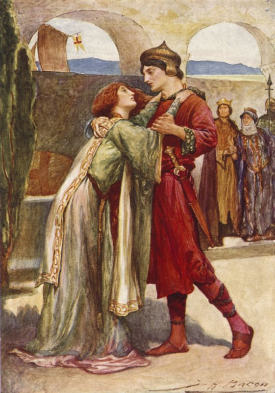 Posthumus en Imogen door after John Henry Frederick Bacon