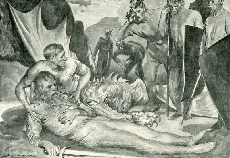 De dood van Beowulf door after John Henry Frederick Bacon