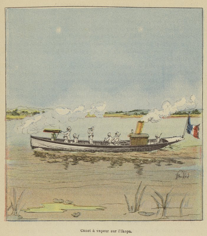 Stoomboot op de Ikopa door after Louis Charles Bombled