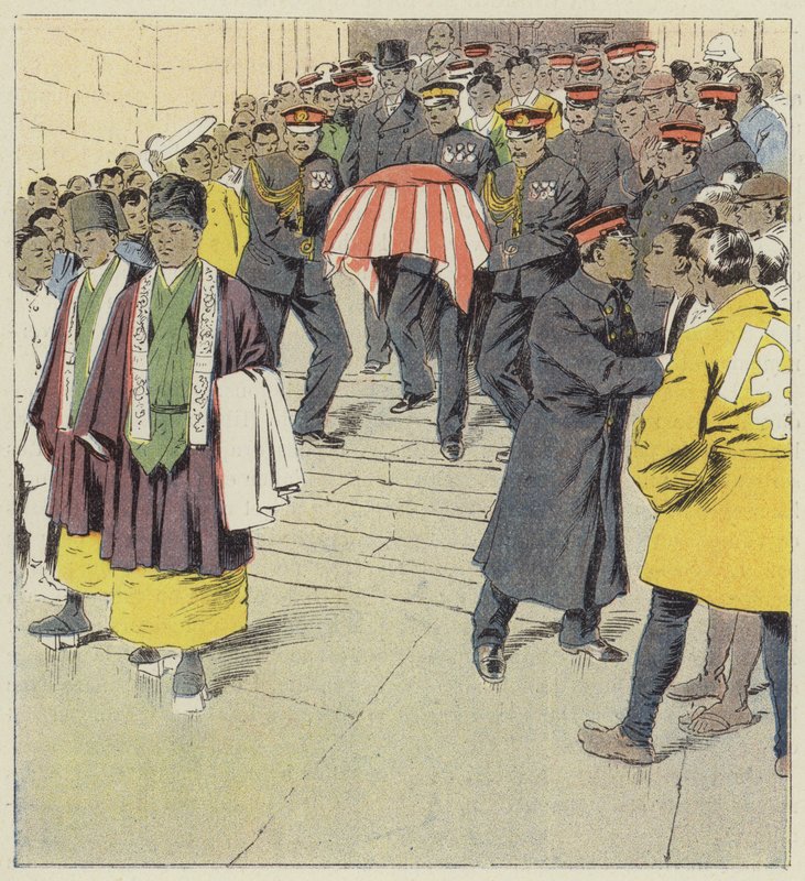 Militaire religieuze ceremonie in Tokio door after Louis Charles Bombled