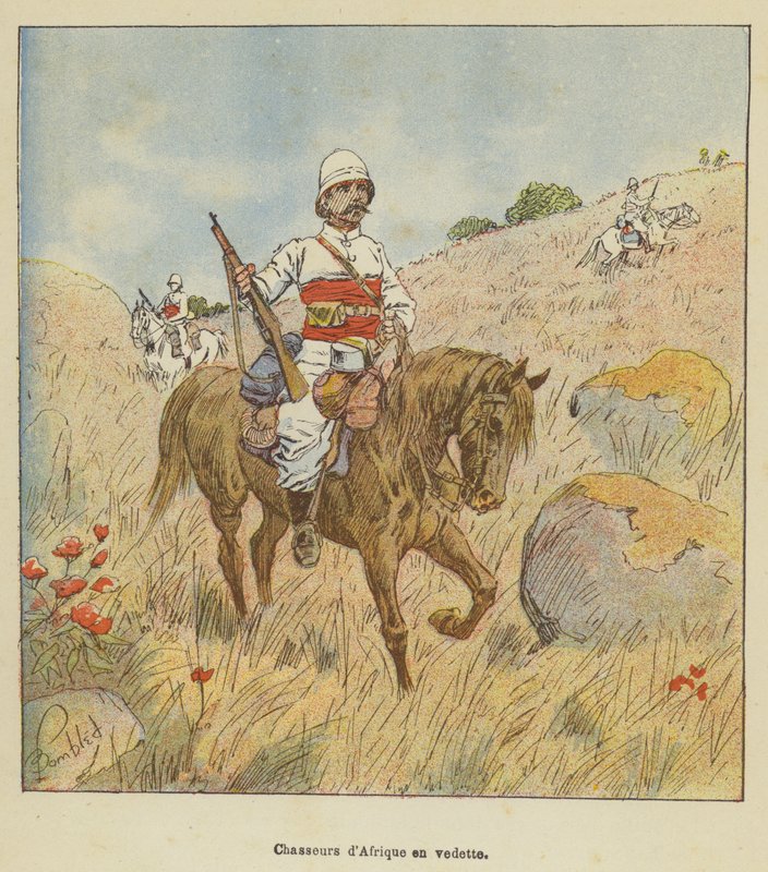 Afrikaanse jagers op wacht door after Louis Charles Bombled