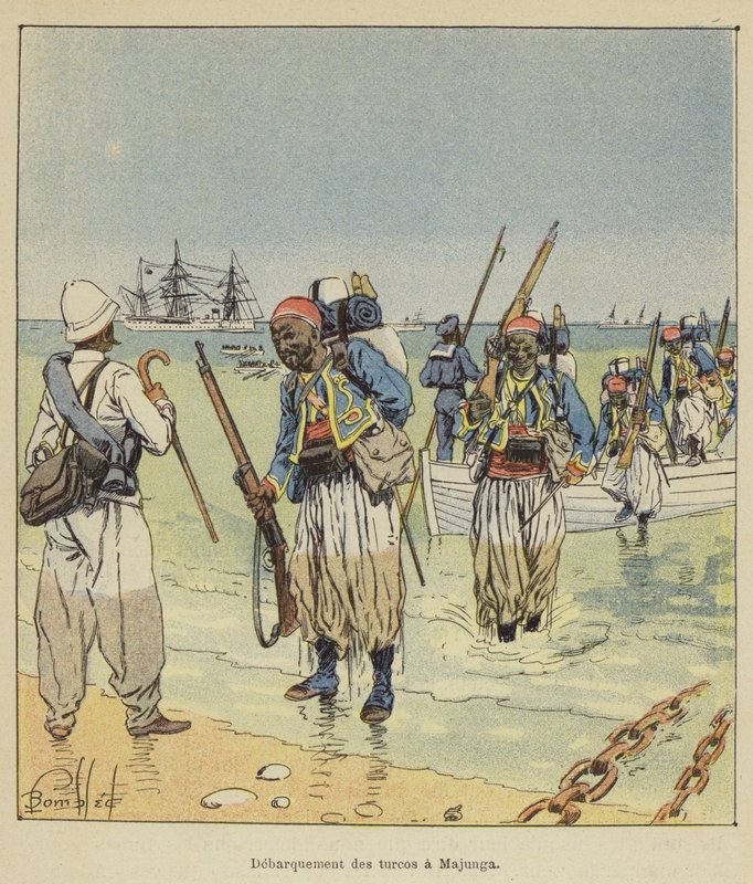 Landing van de Turcos in Majunga door after Louis Charles Bombled