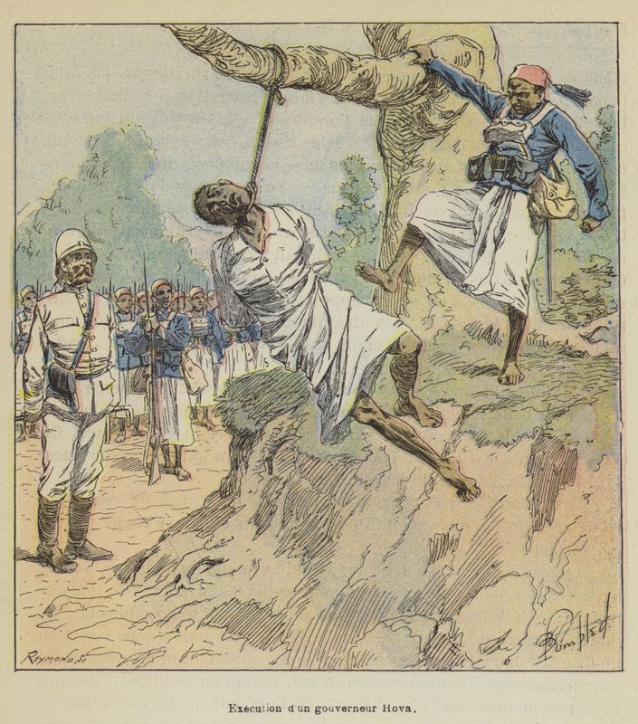 Executie van een Hova-gouverneur door after Louis Charles Bombled