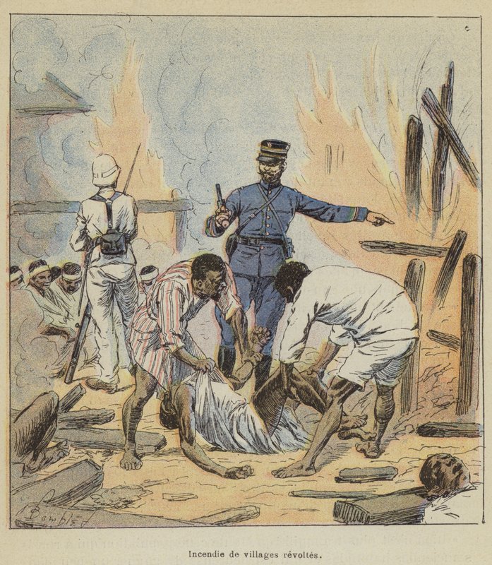 Brandstichting in opstandige dorpen door after Louis Charles Bombled
