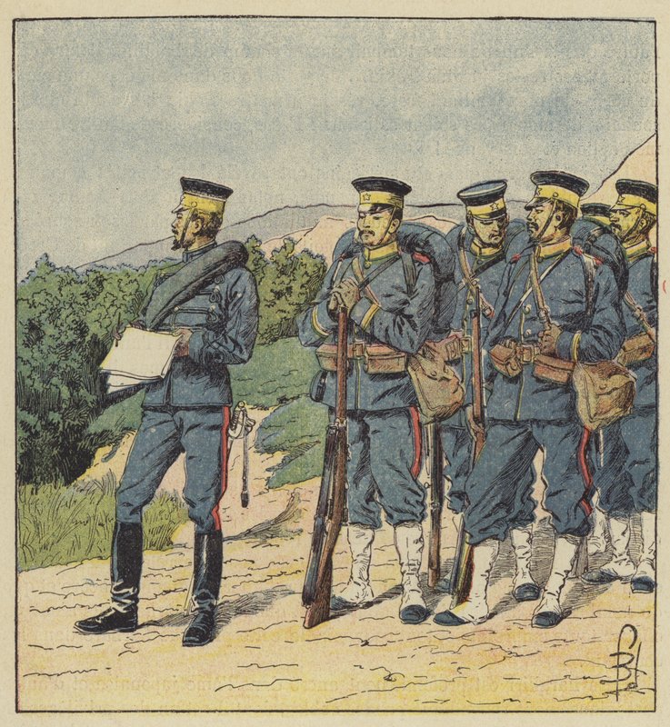 Japanse infanterie door after Louis Charles Bombled