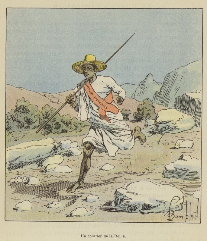 Een koerier van de koningin door after Louis Charles Bombled