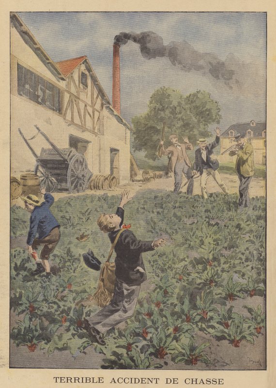 Een vreselijk jachtongeval door after Oswaldo Tofani
