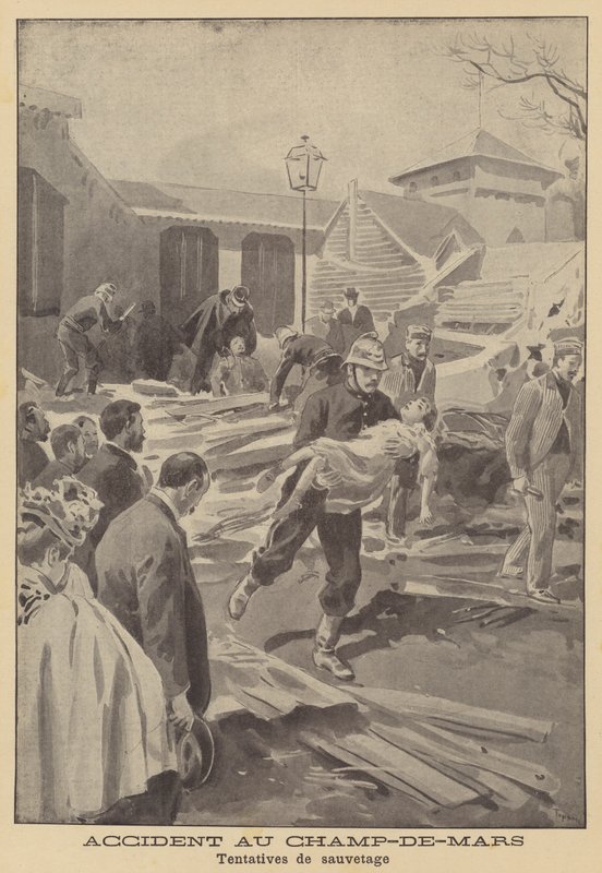 Ongeluk in de Champ-de-Mars, Parijs door after Oswaldo Tofani