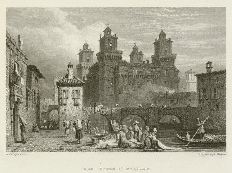 Het kasteel van Ferrara door Samuel (after) Prout