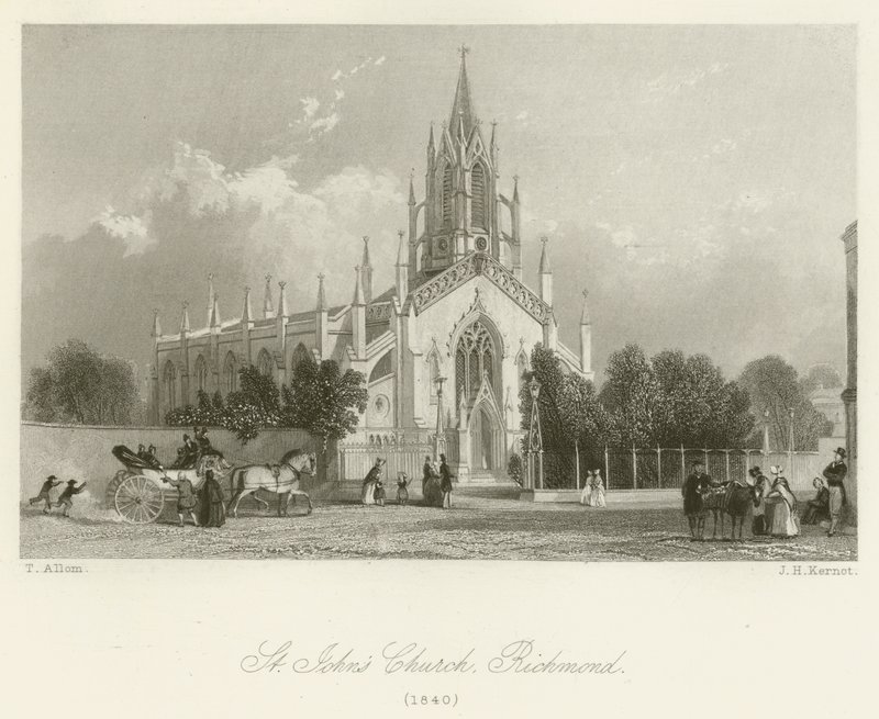 St Johns Kerk, Richmond, 1840 door after Thomas Allom